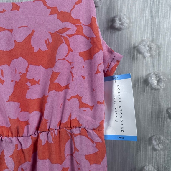 NWT Social Standard Floral Smocked Back Midi Dress Size Large - Picture 5 of 12